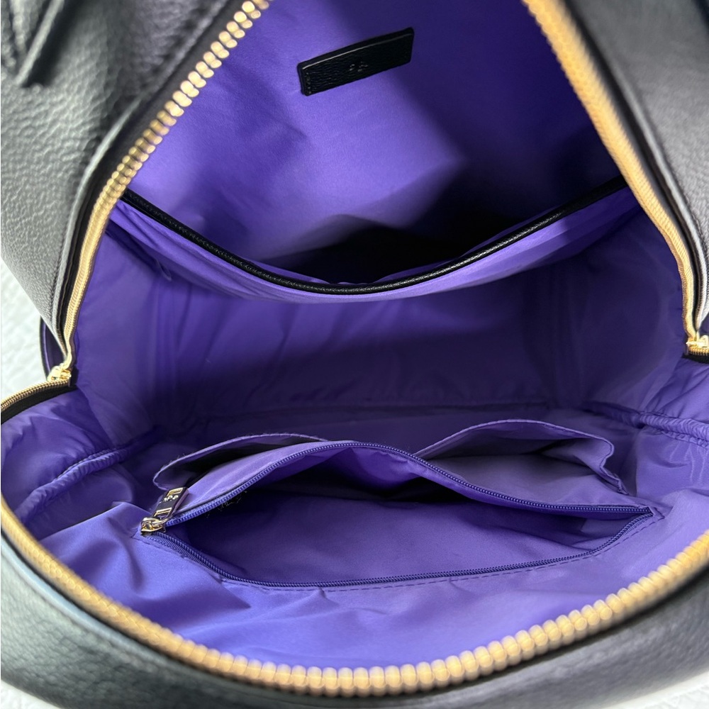 ela Handbags - Elegant Black Vegan Leather Backpack - Picture 13 of 16